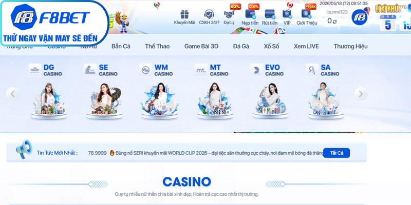 Casino trực tuyến f8bet là xu thế bắt nhịp thời đại công nghệ số