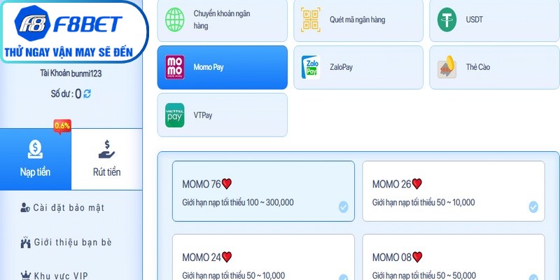 Hướng dẫn nạp tiền qua f8bet qua các loại ví điện tử mang lại sự tiện lợi