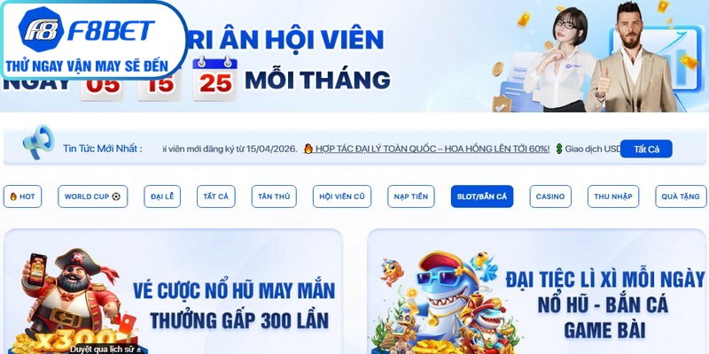 Khuyến Mãi & Bonus Casino f8bet dành cho đãi thành viên mới